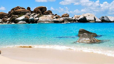 A praia “The Baths”, fica nas Ilhas Virgens Britânicas
