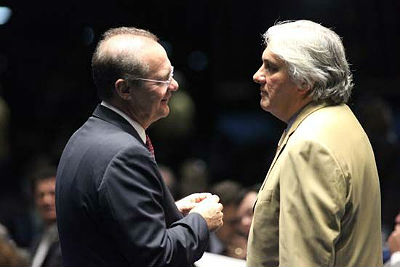 Senadores Renan Calheiros e Delcídio Amaral