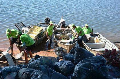 O material foi recolhido durante gincana realizada pela Colônia de Pescadores Profissionais de Três Lagoas