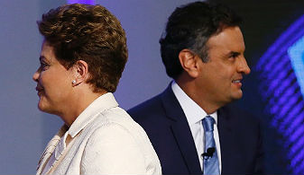 Dilma e Aécio no último debate, realizado pela TV Globo, na quinta-feira (2)
