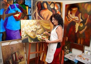 A artista plástica mineira Dahya Furtado expõe suas obras no Sesc Corumbá
