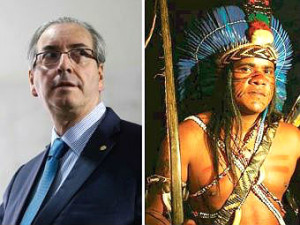 Cacique moveu ação na Justiça contra deputado Eduardo Cunha (Foto: Arte/G1)