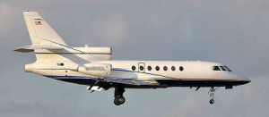 Modelo Falcon 50, da Dassault, que faria toda a rota de voo sem precisar de reabastecimento> Foto: arquivo