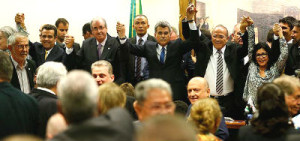 A reunião foi comandada pelo primeiro vice-presidente do PMDB, senador Romero Jucá (PMDB-RR)