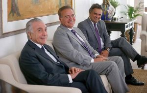 Michel Temer e o senador Aécio Neves (PSDB-MG) se reúnem com Renan Calheiros (PMDB-AL)