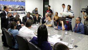 A reunião foi realizada na sala da presidência da Casa de Leis, nesta quarta