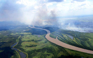 A imagem foi obtida depois de um sobrevoo para localizar o foco do incêndio - Foto: Divulgação/Corpo de Bombeiros
