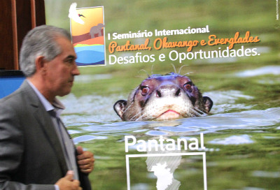 Reinaldo Azambuja na abertura do seminário: “queremos o Pantanal protegido e sustentável economicamente”.